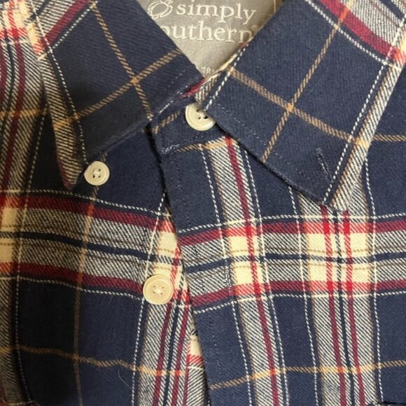 Simply Southern Shirt Womens Large Plaid Button Up Flannel Cotton Preppy - Picture 6 of 6